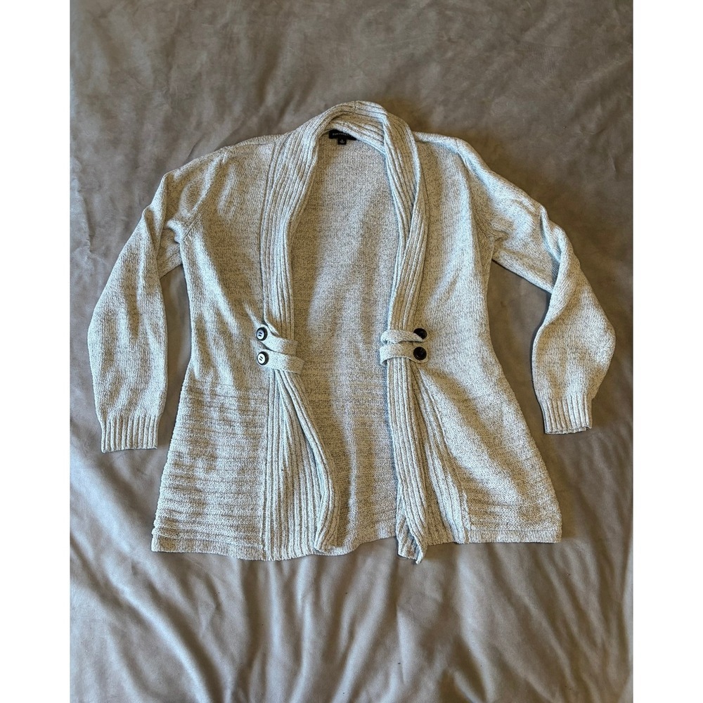 Fortune + Ivy Womens XL Gray Marl Open Front Shawl Collar Cardigan Sweater